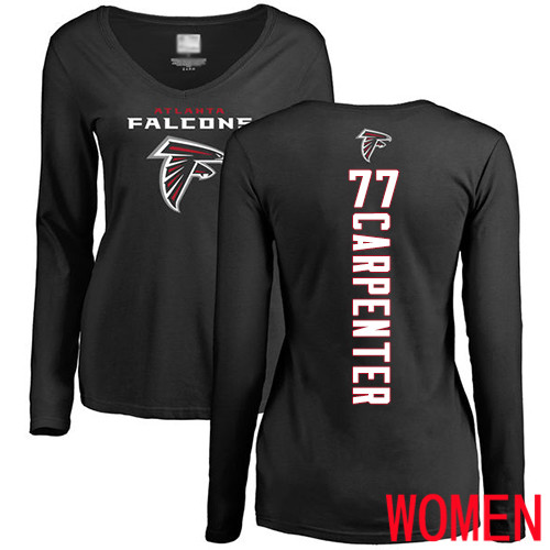Atlanta Falcons Black Women James Carpenter Backer NFL Football #77 Long Sleeve T Shirt->nfl t-shirts->Sports Accessory